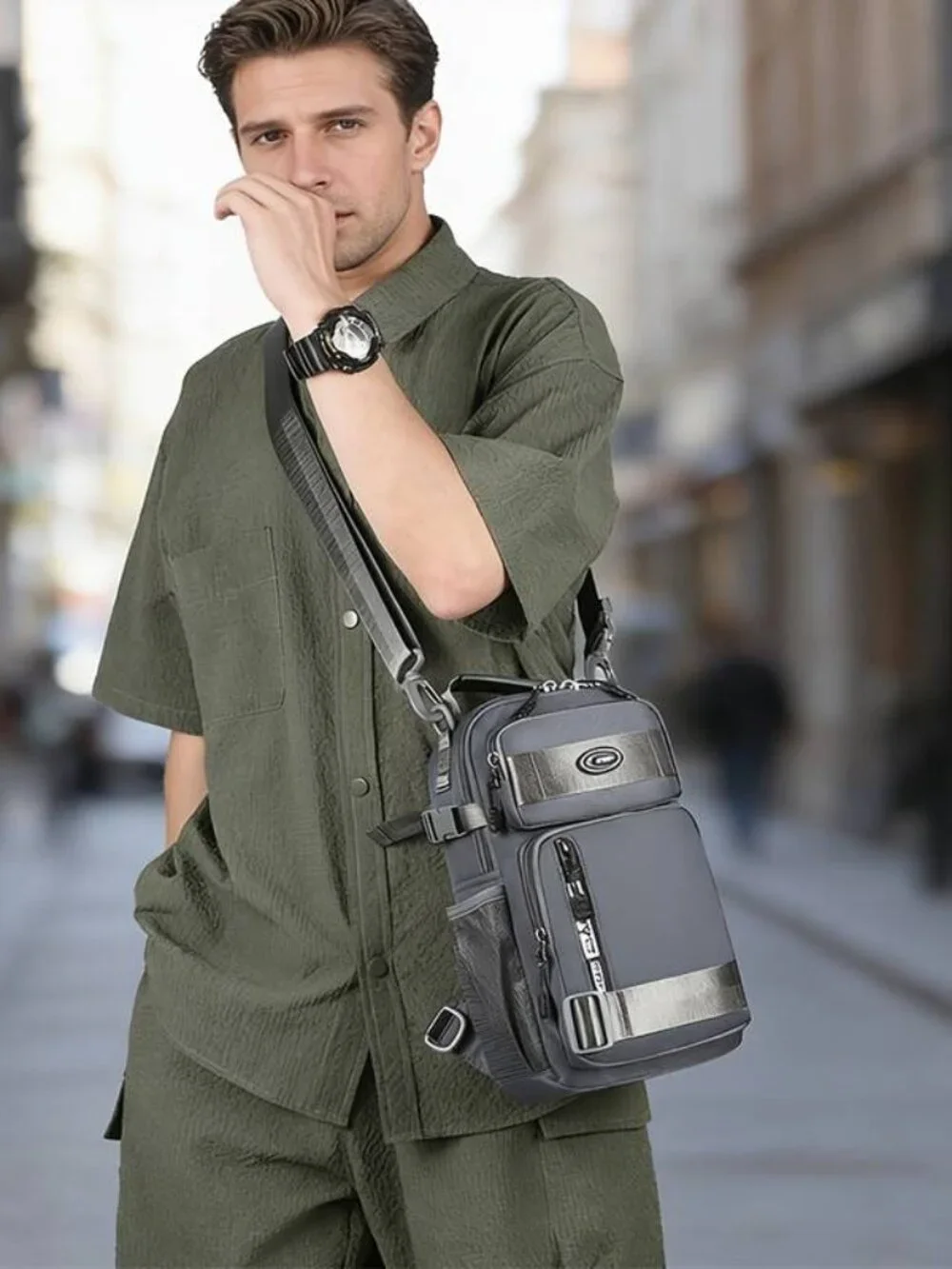 Unisex Sling Chest Bag Multi Pocket Crossbody Backpack